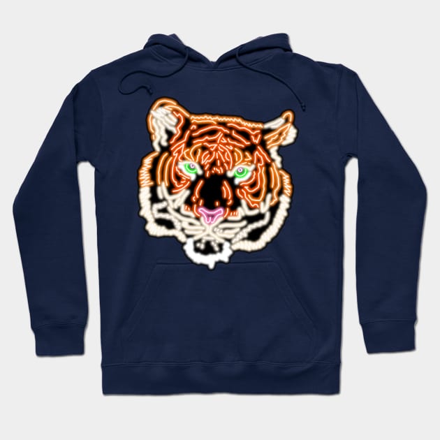 Neon Tiger Bar Sign Hoodie by gkillerb